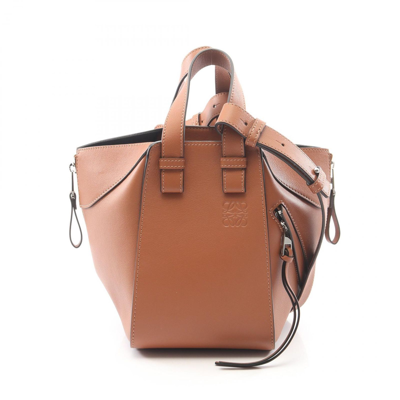 ロエベ LOEWE ハンドバッグ ハンモックバッグ コンパクト 2WAY A538H1 ブラウン レザー ハンモックバッグ コンパクト レディース Used A