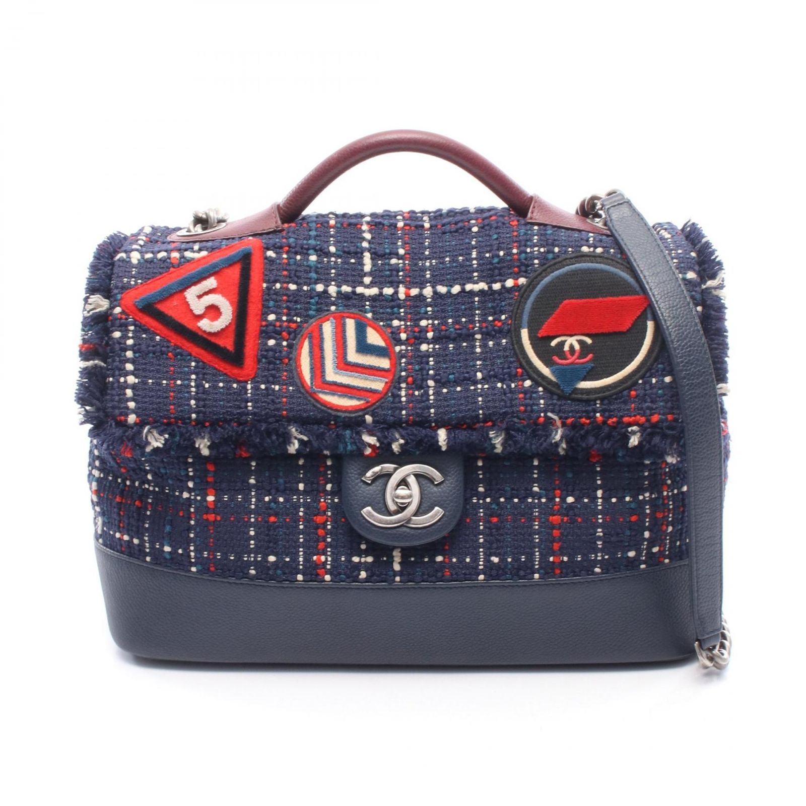 シャネル CHANEL ショルダーバッグ エアライン A93308 ネイビー/ワインレッド ファブリック レザー エアライン 2wayショルダーバッグ レディース Used A