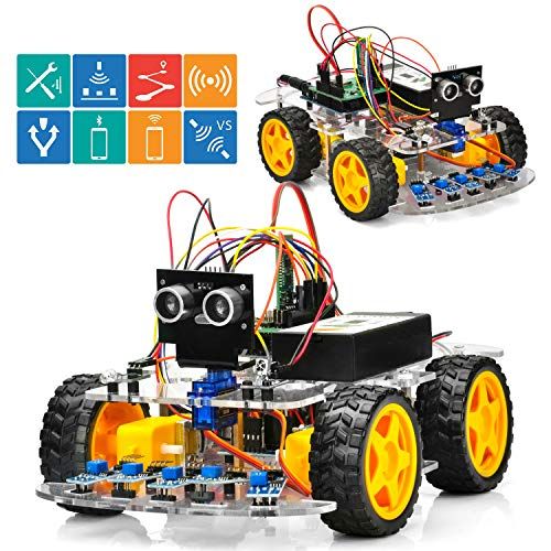 OSOYOO オープンソース ロボットカー 電子部品 スターターキット Arduino適用チュートリアル付 超音波測定 障害物回避 追跡 Android APPでコントロール 教育ロボット (V2.1)送料無料