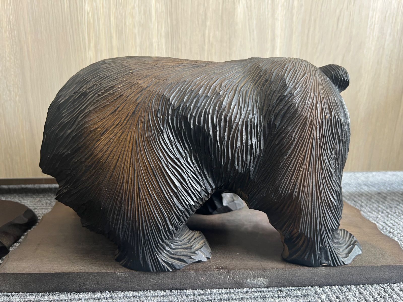 2体セット】木彫りの熊 置物 北海道 民芸品 鮭くわえ熊 吠え熊 縁起物