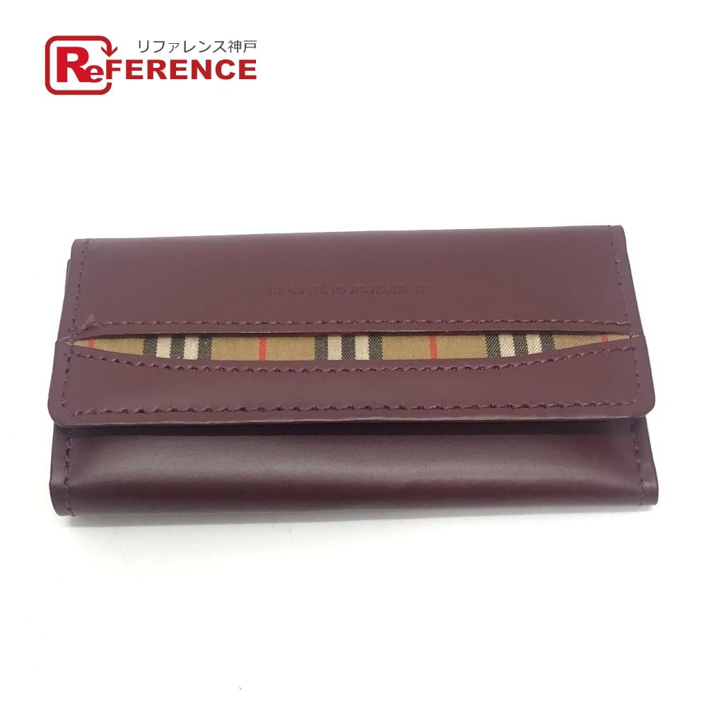 【新品　未使用】バーバリーレザーキーケース ワインレッド チェック柄 BURBERRY バーバリー キーケース チェック柄 ノバチェック レザー