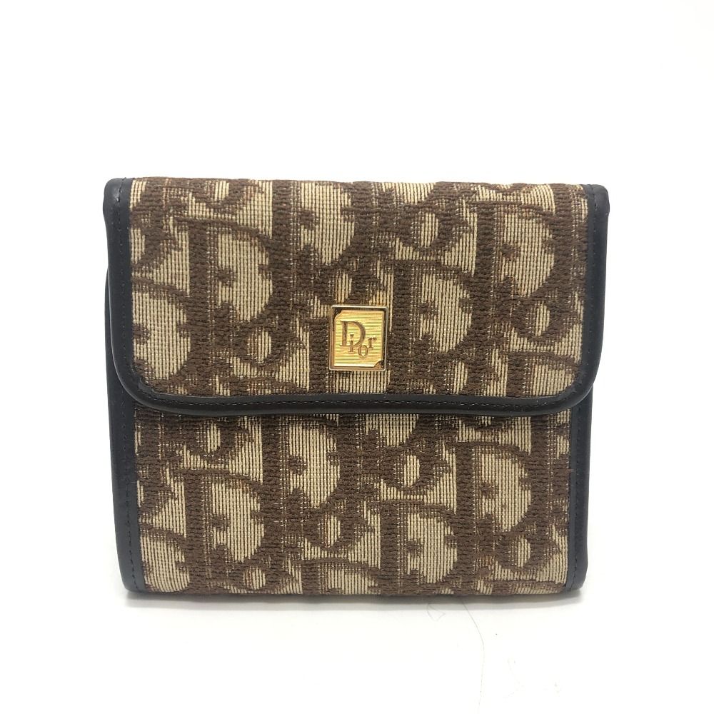 ディオール　トロッター　2つ折り財布　ヴィンテージ　ブラウン系 Dior ディオール 3つ折り財布 トロッター柄 キャンバス ブラウン