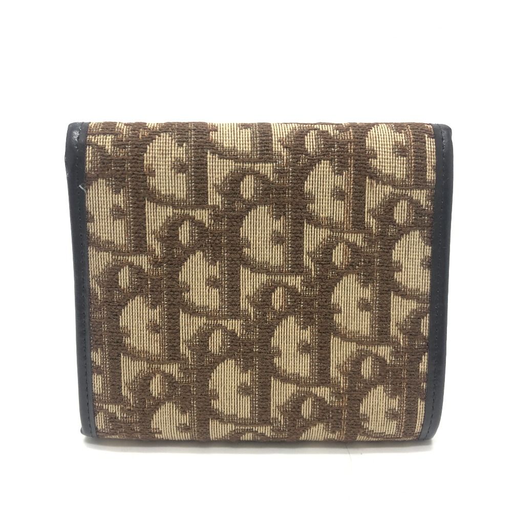 Dior ディオール 3つ折り財布 トロッター柄 キャンバス ブラウン