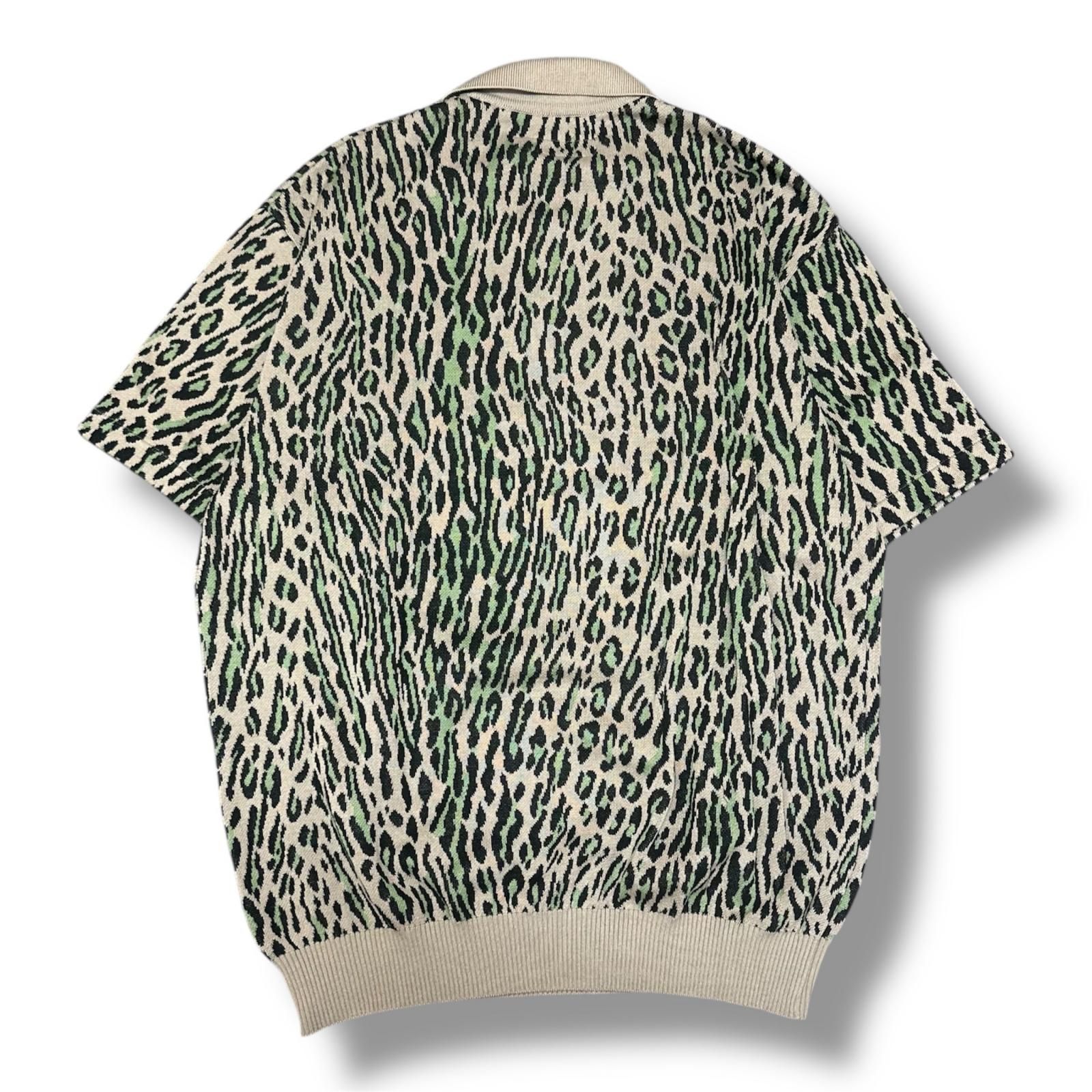 参考上代39600円 WACKO MARIA 25SS LEOPARD KNIT POLO SHIRT ( TYPE-2