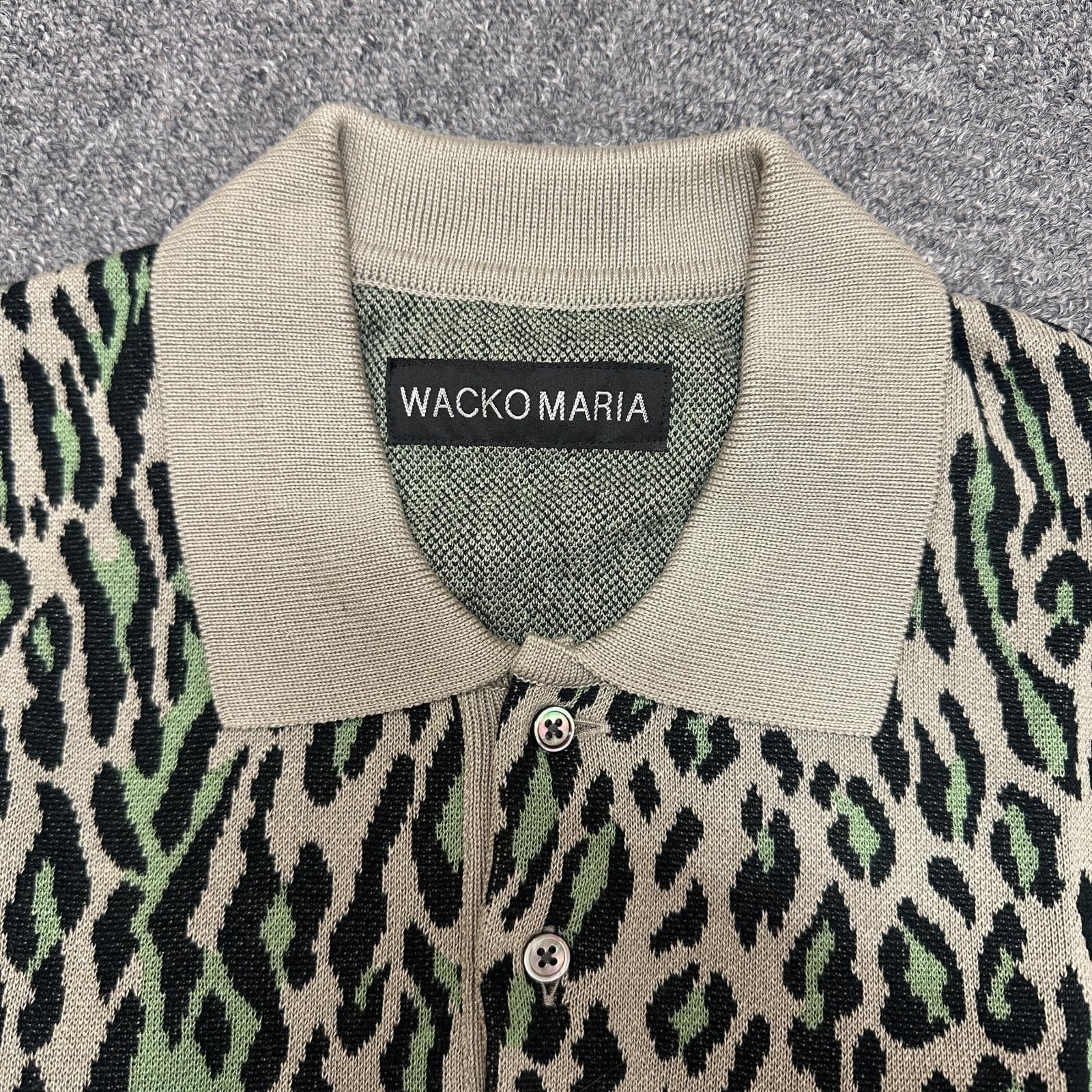 参考上代39600円 WACKO MARIA 25SS LEOPARD KNIT POLO SHIRT ( TYPE-2