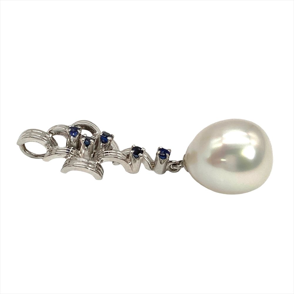 ミキモト MIKIMOTO パール 約13mm×11.6mm ペンダントトップ サファイア