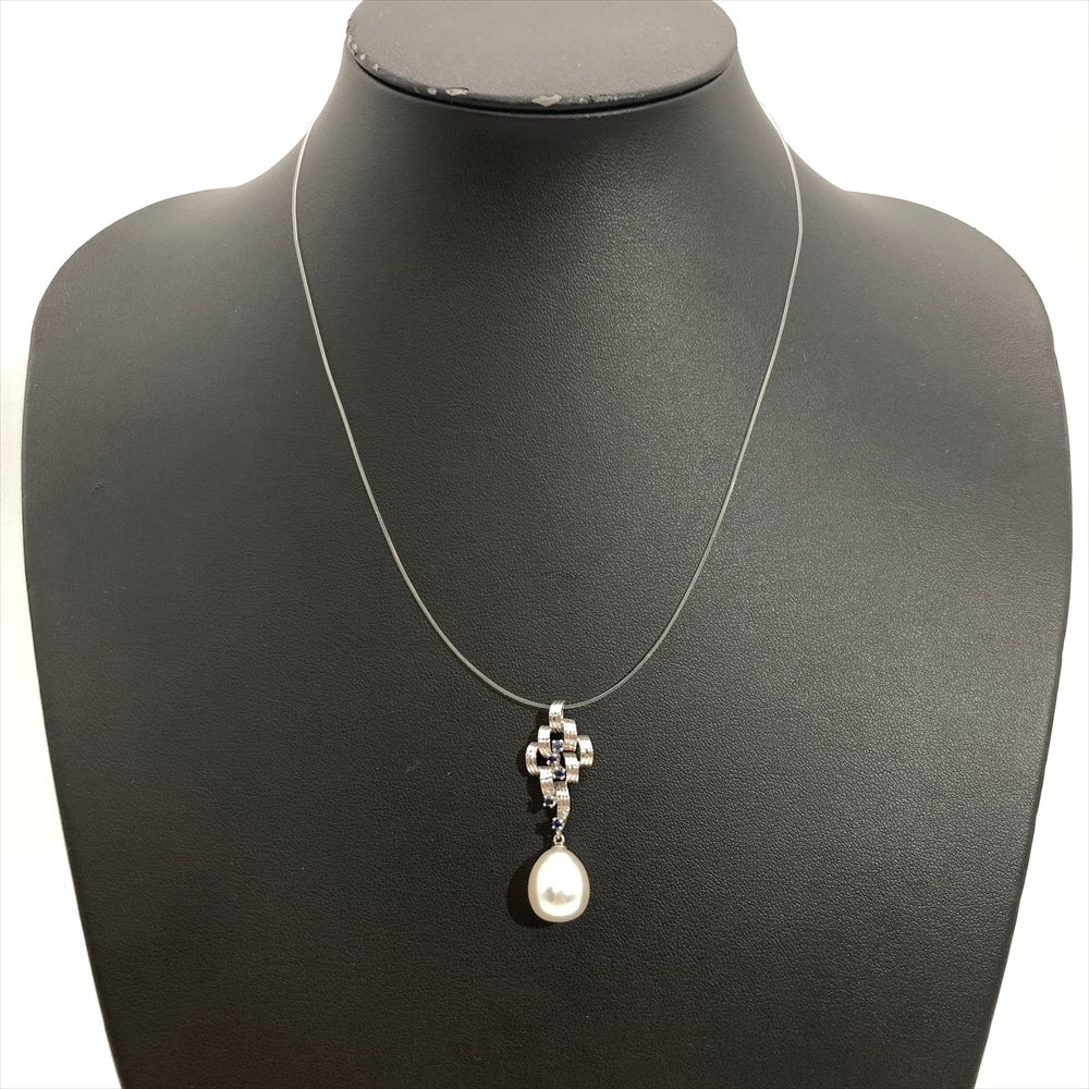 K14WG サファイア　ペンダントトップ ミキモト MIKIMOTO パール 約13mm×11.6mm ペンダントトップ サファイア
