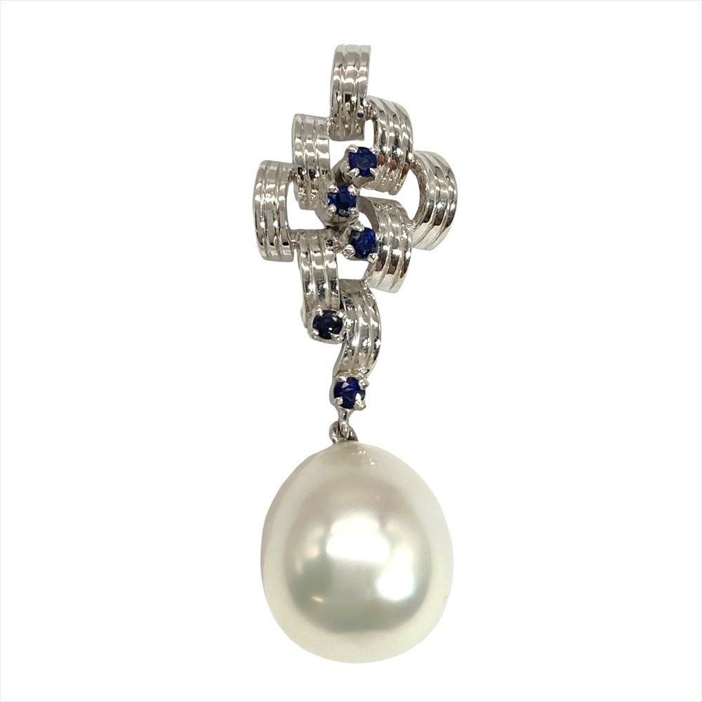 K14WG サファイア　ペンダントトップ ミキモト MIKIMOTO パール 約13mm×11.6mm ペンダントトップ サファイア