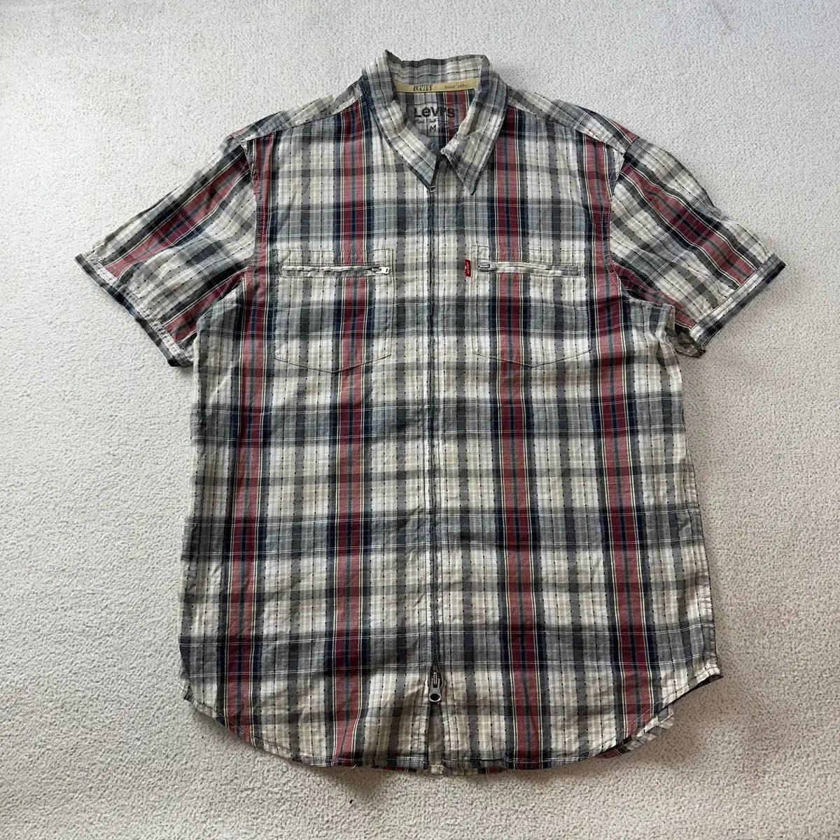 100 LEVI'S 赤タブ ヴィンテージ CHECK ツーウェイ ジッパー 半袖 シャツ #174