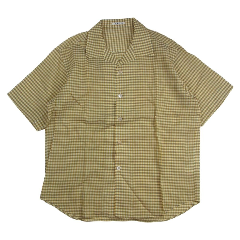 AURALEE オーラリー 26SS A26SS02GC AIRY LIGHTCOTTON CHECK HALF SLEEVED SHIRT エアリー ライトコットン 半袖 チェック シャツ イエロー系 5【極上美品】【中古】 AURALEE オーラリー 26SS A26SS02GC AIRY LIGHTCOTTON CHECK HALF