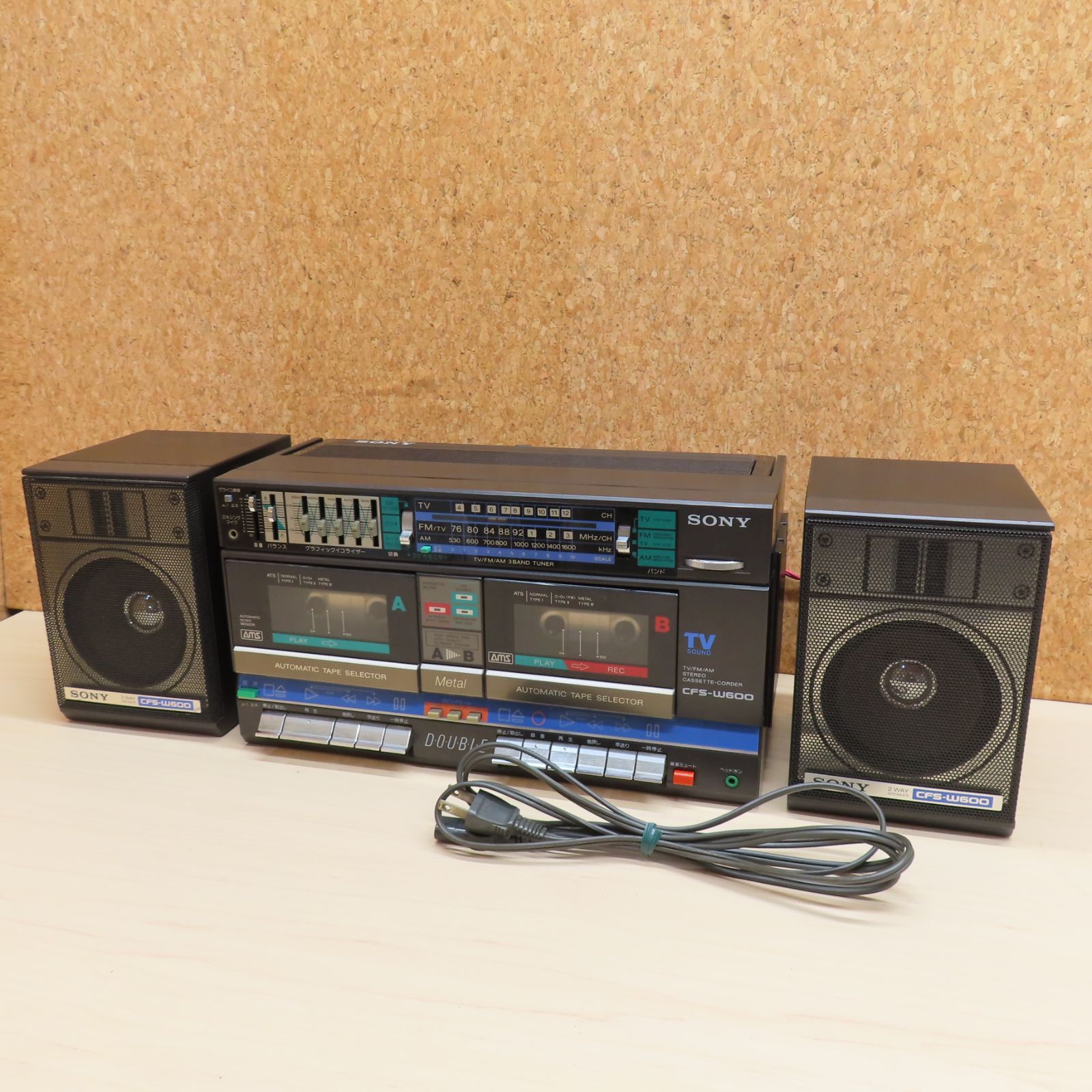 SONY ラジカセ CFS-W600 ブラック ダブルカセット 商品説明必読