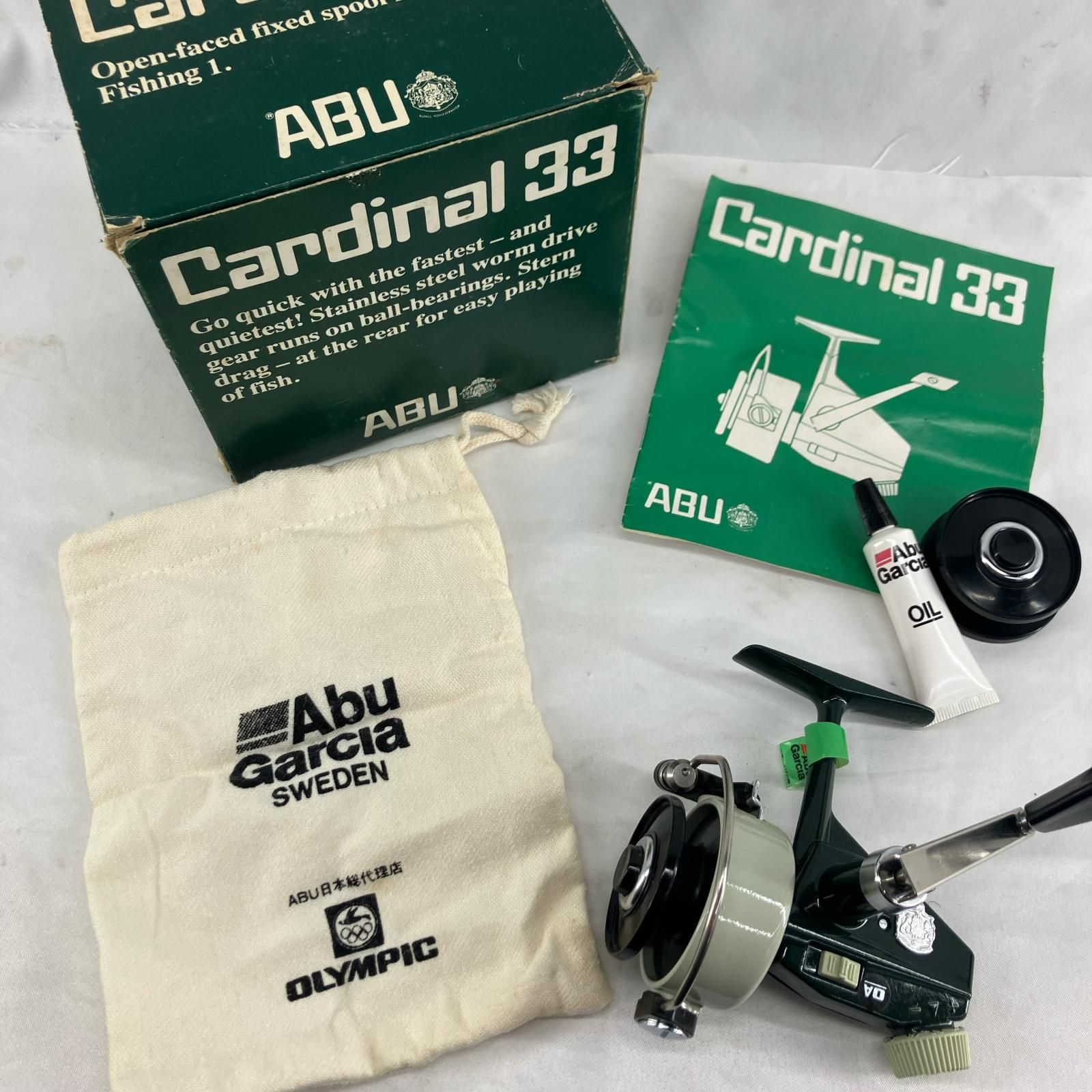 アブガルシア リール スピニングリール Abu Garcia Cardina 33 箱、説明書、オイル、替えスプール