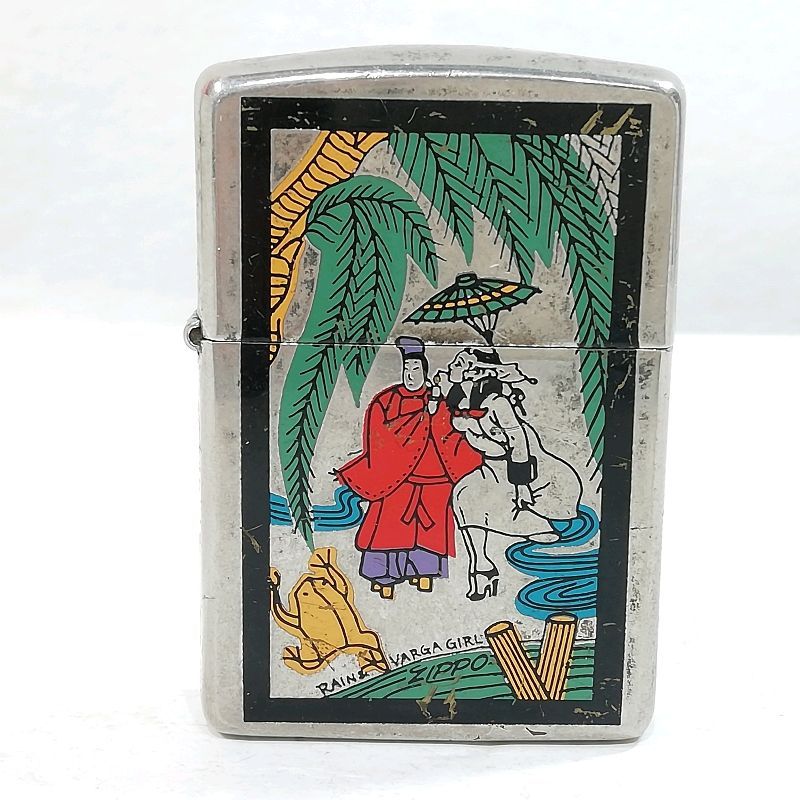 【中古】【送料無料】ZIPPO 花札の柳に小野道風をモチーフ オイルライター 1994年 ※メール便でお送りします【代引き不可】