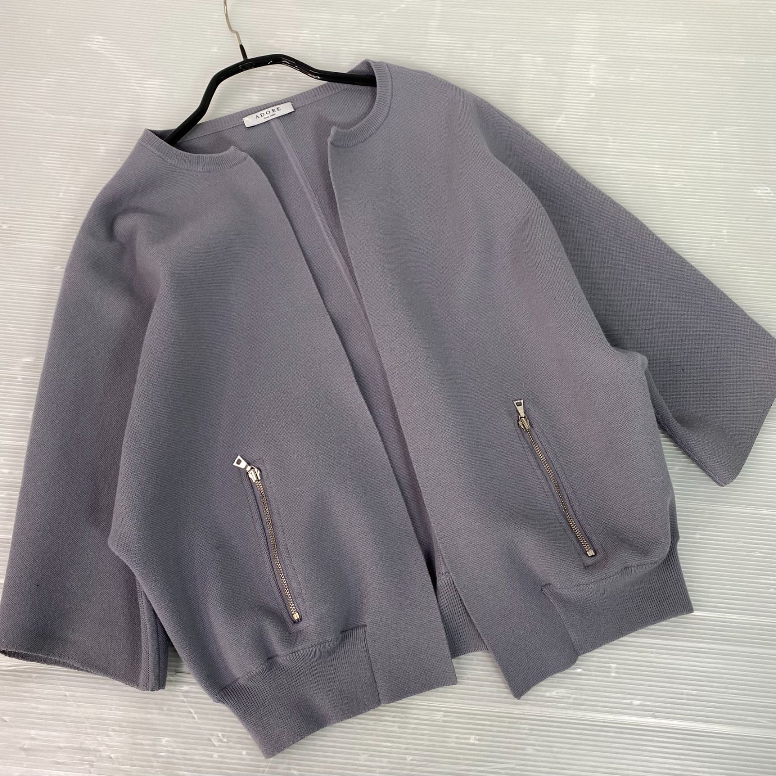 ADORE - ADORE(アドーア) カーディガン サイズ38 M レディース - グレー 七分袖 ADORE アドーア ミラノリブドルマンニットカーディガン グレー 38