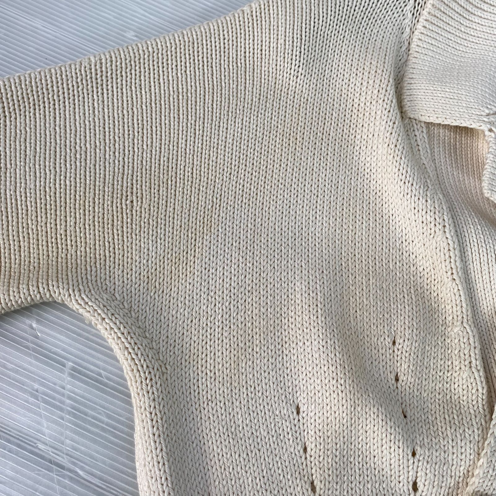 Max Mara 白タグ シルク混 コットンカーディガン ダブル メタルボタン