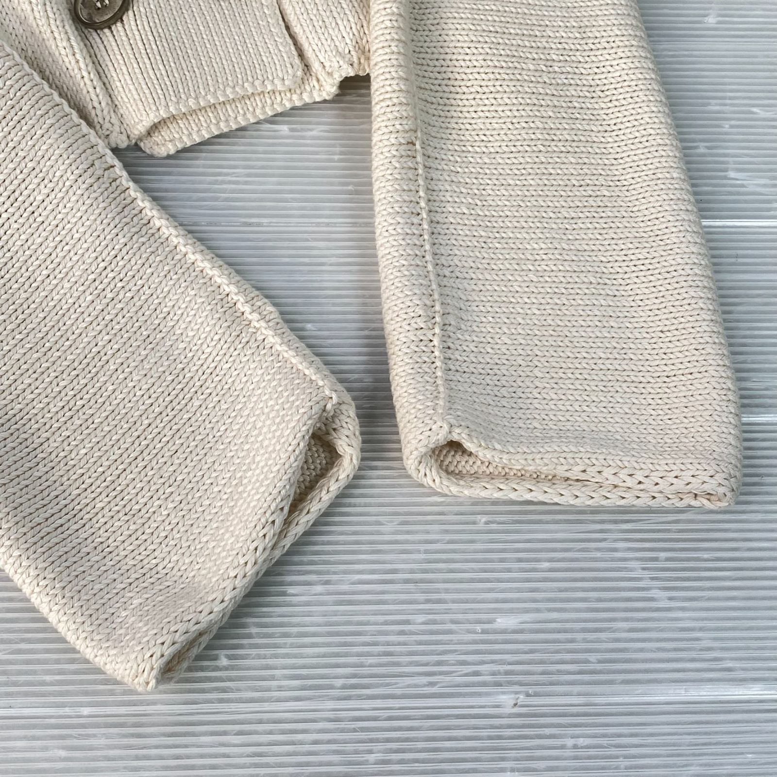 Max Mara 白タグ シルク混 コットンカーディガン ダブル メタルボタン