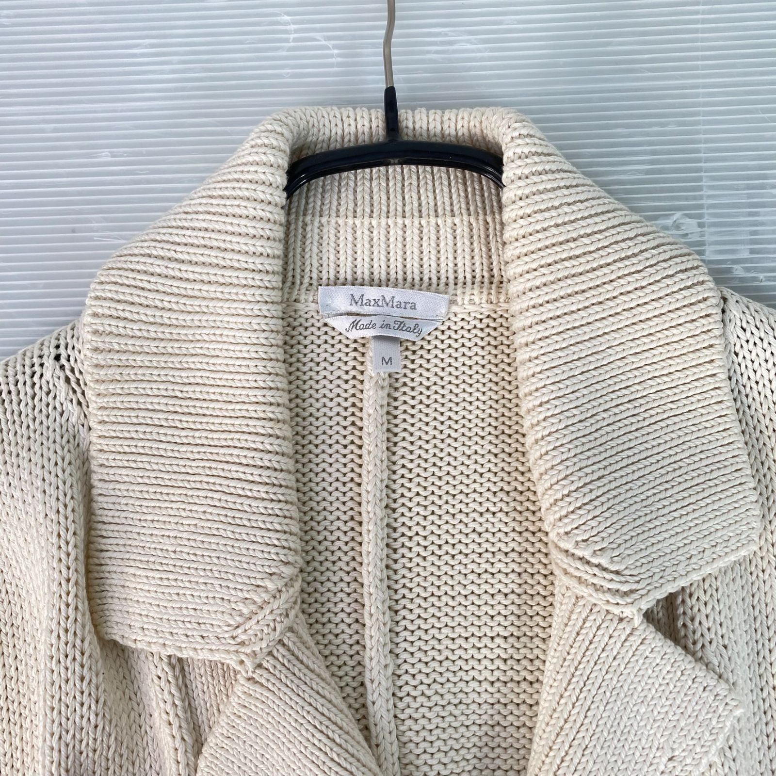 Max Mara 白タグ シルク混 コットンカーディガン ダブル メタルボタン