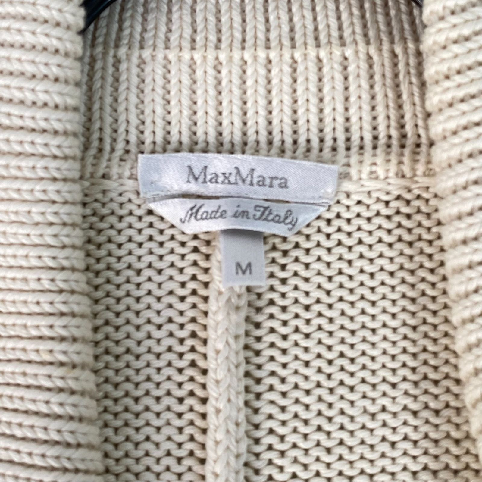Max Mara 白タグ シルク混 コットンカーディガン ダブル メタルボタン