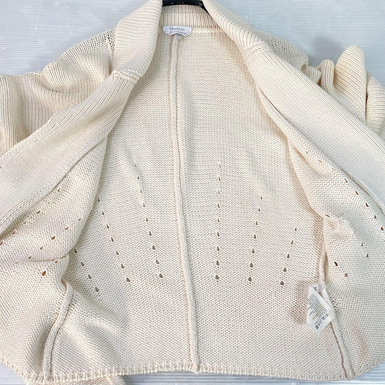 Max Mara 白タグ シルク混 コットンカーディガン ダブル メタルボタン