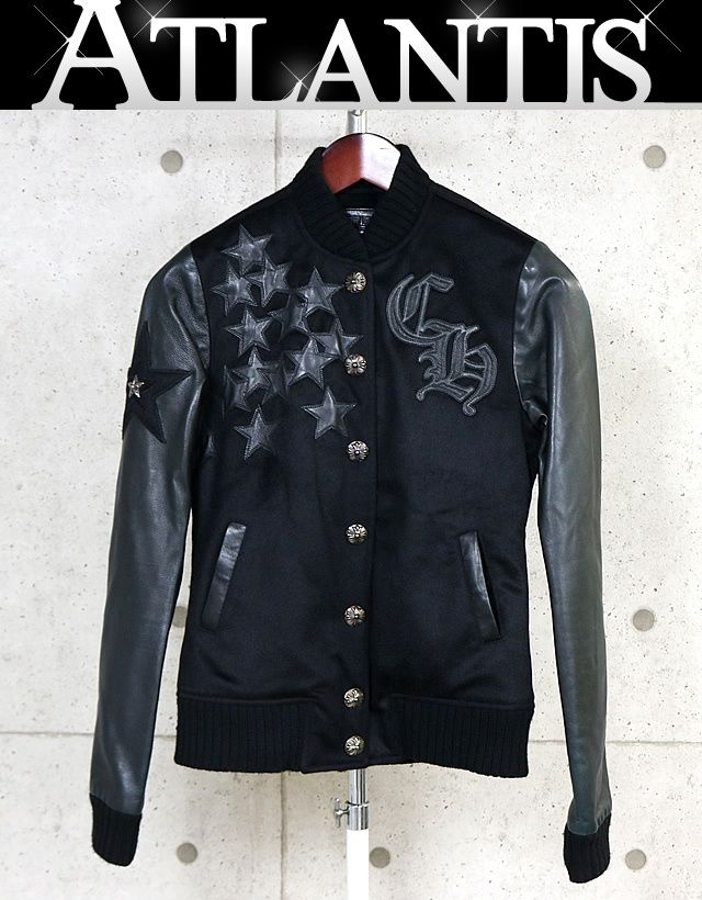 CHROME HEARTS 銀座店 クロムハーツ レディース インボイス付き スターパッチ レターマン スタジャン レザー シルバー SV925 size:S 黒 103833