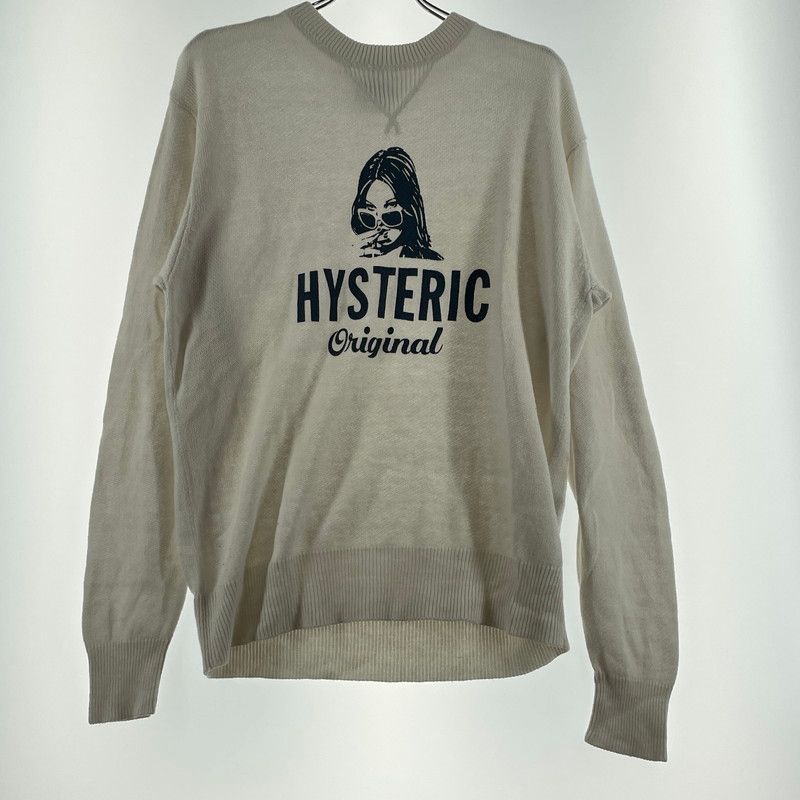 【中古品】HYSTERIC GLAMOUR ヒステリックグラマー GIRL WOMAN LOGO STRETCH LINEN COTTON KNIT 02171NS04 ガール ウーマン ロゴ リネンコットン ニット【140-260719-sa-04-tei】