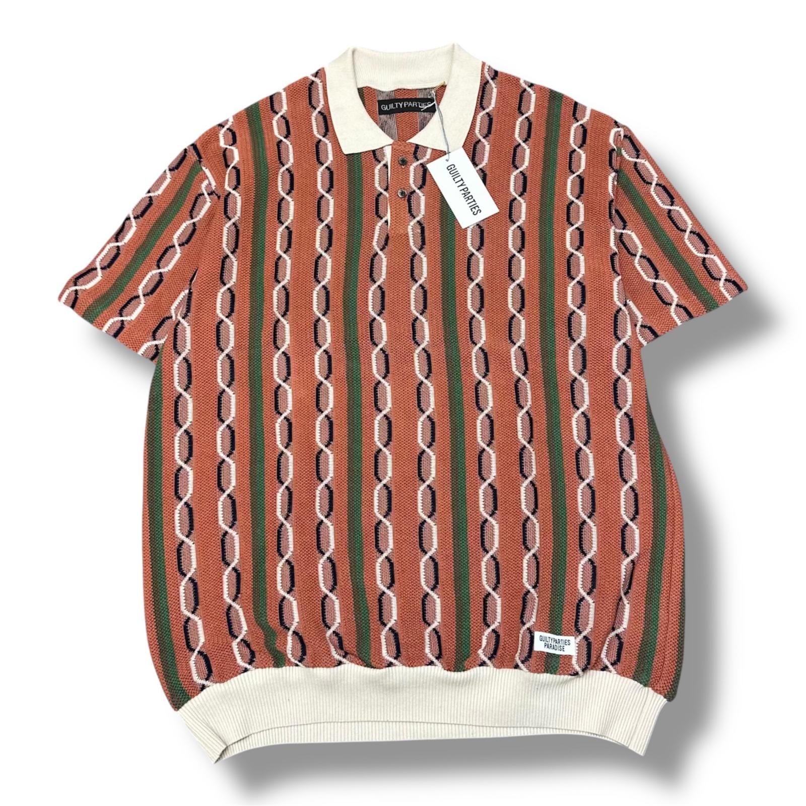 参考上代31900円 未使用 WACKO MARIA 24SS STRIPED JACQUARD SUMMER KNIT POLO SHIRT サマーニットポロシャツ 半袖 ワコマリア 24SS-WMK-KN20 ブラウン XL （19062M） 参考上代31900円 未使用 WACKO MARIA 24SS STRIPED JACQUARD SUMMER