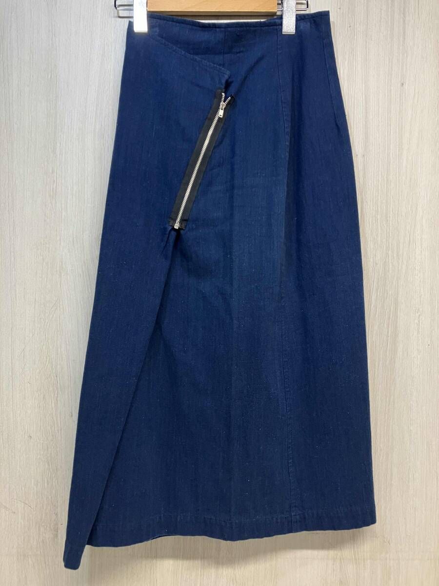 tricot COMME des GARCONS TS-11020S トリコ コムデギャルソン コットン 綿 レディース ブルー スカート サイズS ジップ