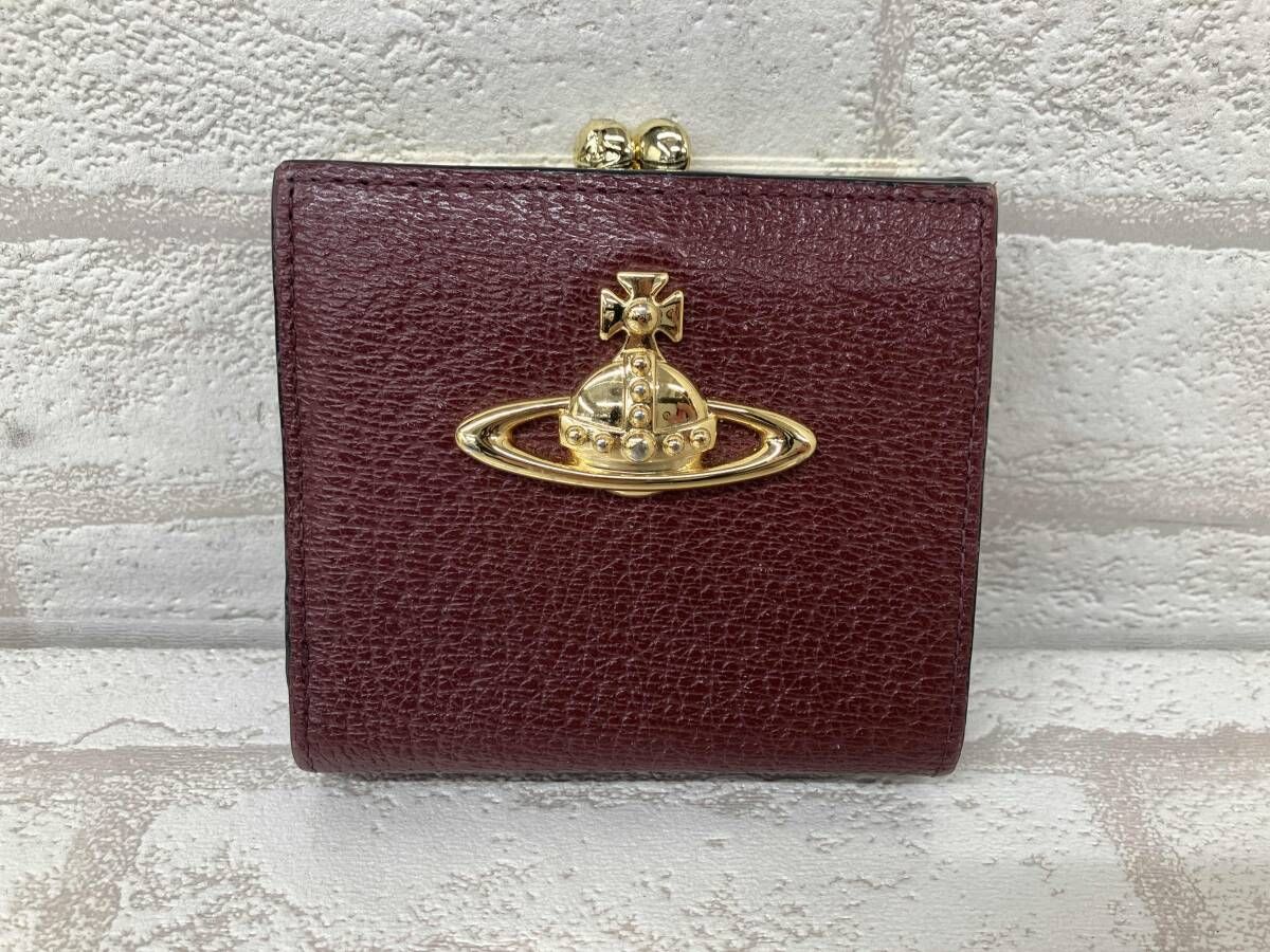 Vivienne Westwood ヴィヴィアンウエストウッド 二つ折り財布 がま口 ウォレット レディース ボルドー レザー 小銭入れあり
