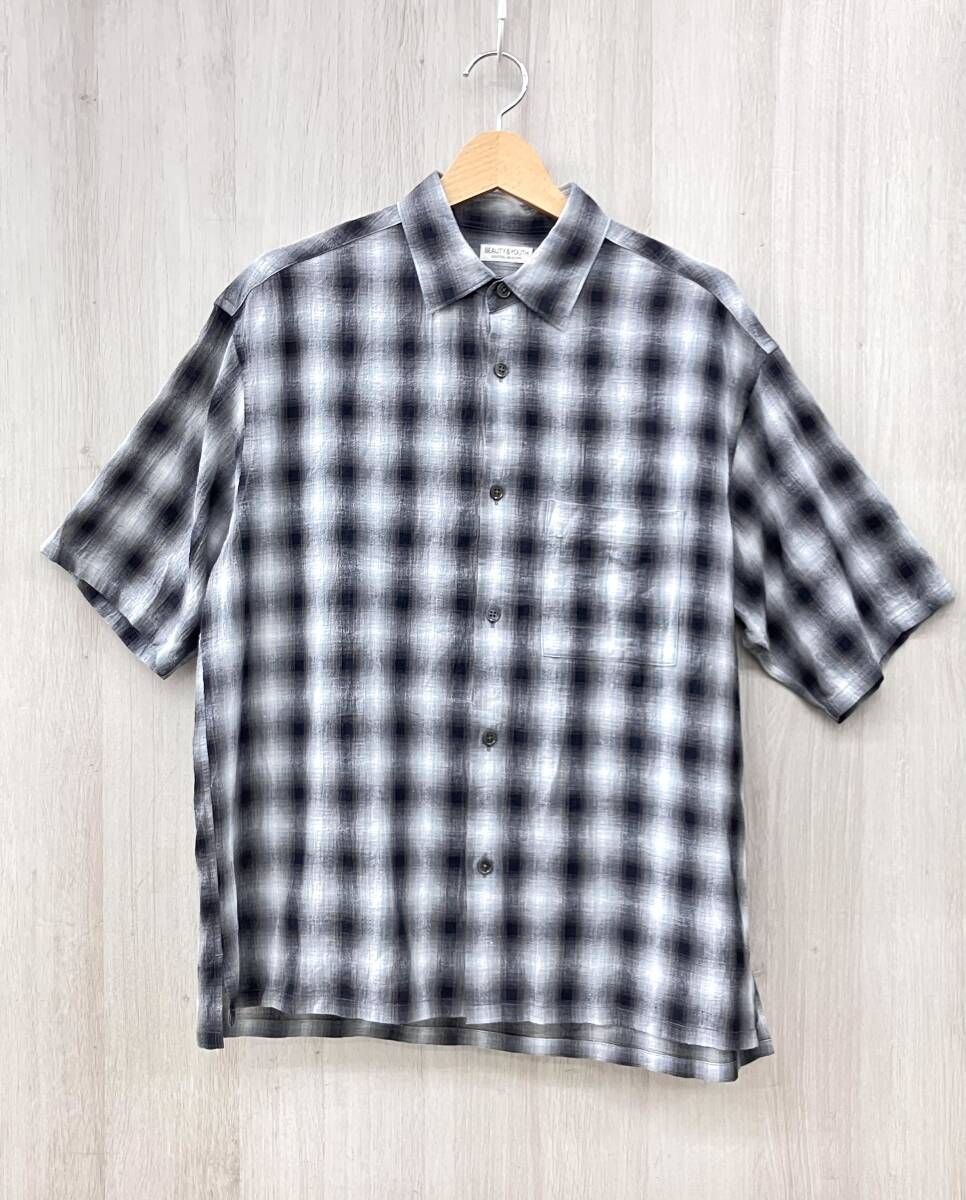 BEAUTY&YOUTH UNITED ARROWS/ビューティー&ユース/半袖シャツ/ボイルオンブレチェックレギュラーカラーシャツ/1216-1-000018/グレー/M 7,235円