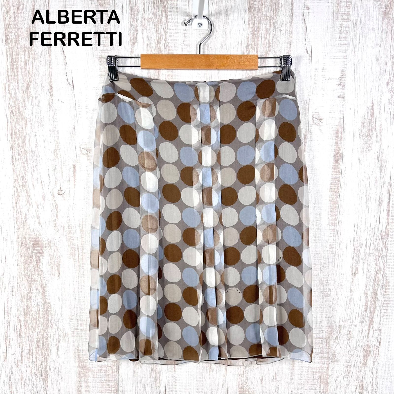 ALBERTA FERRETTI アルベルタフェレッティ ドット シルク プリーツ 