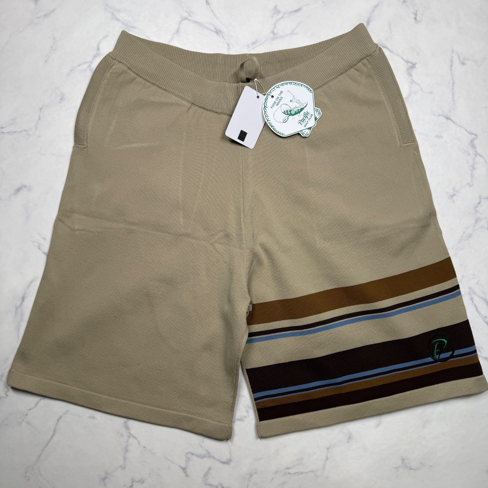 新品タグ付き Pacific GOLF CLUB ニットショートパンツ ベージュ メンズ L