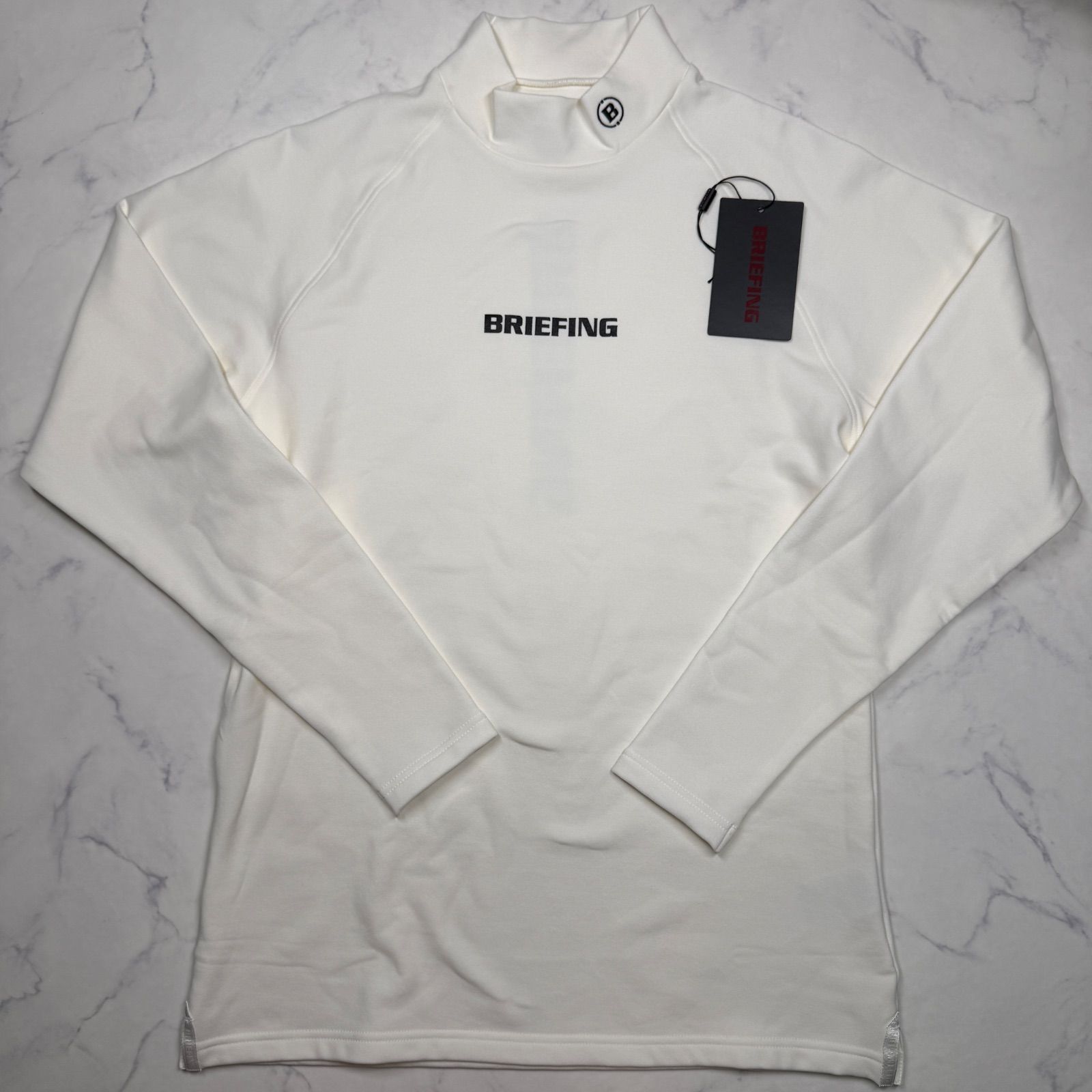 新品タグ付き BRIEFING GOLF モックネック 長袖シャツ ホワイト メンズ M