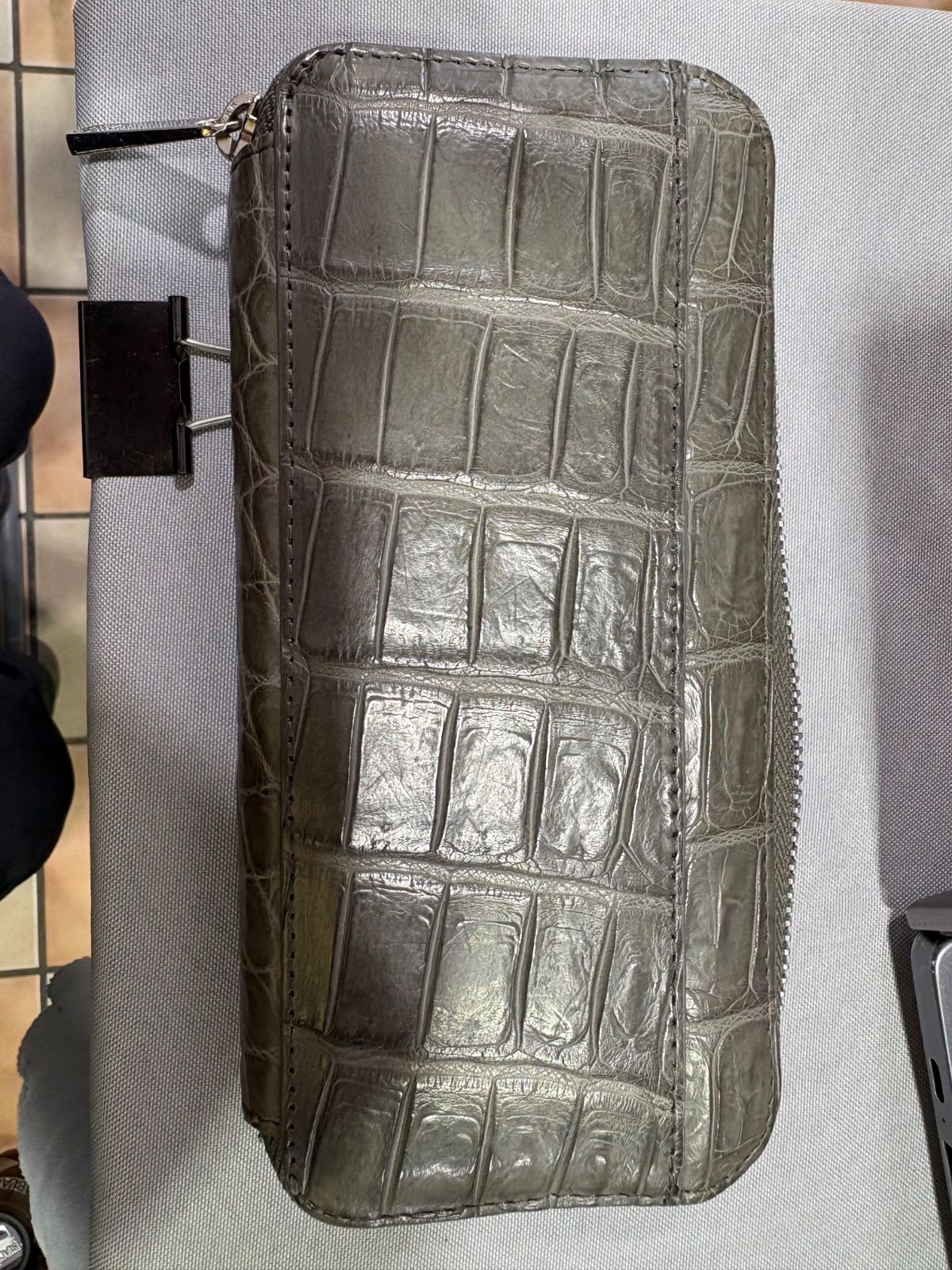 CROIX  クロコダイル 長財布 ラウンドファスナー グレー 最高級】クロワロワイヤル クロコダイル 長財布 ラウンドファスナー