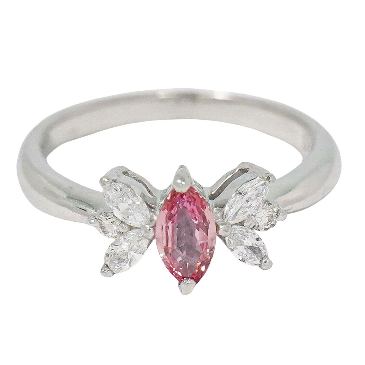 本物 サファイア 0.338ct ダイヤモンド 0.25ct K18 WG リング 指輪 9号 ホワイトゴールド ピンク アクセサリー ジュエリー 中古・ 59,400円