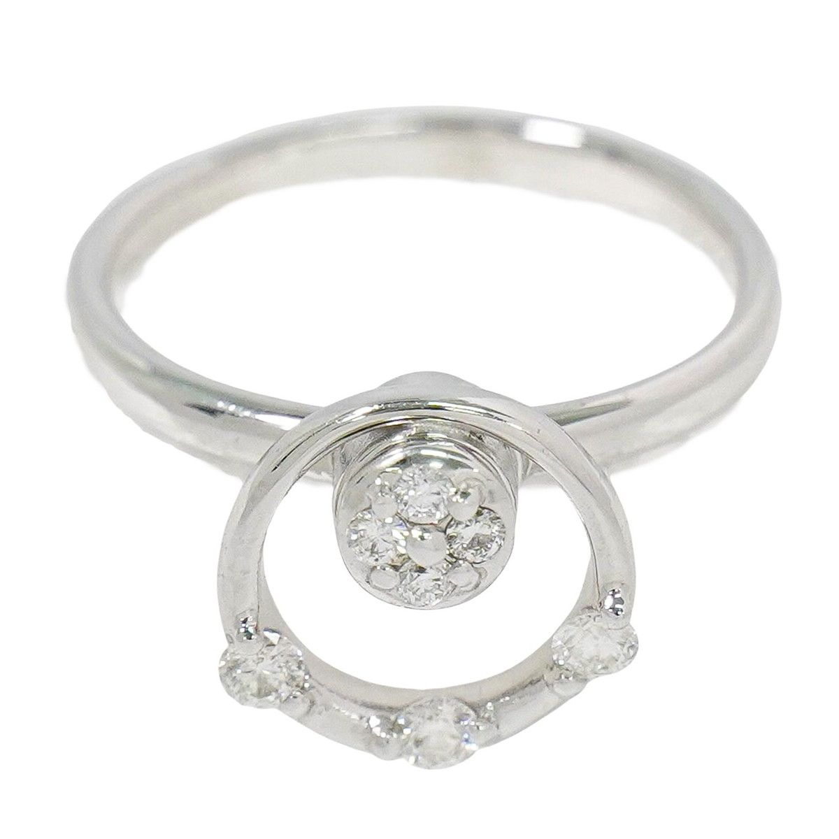 本物 ダイヤモンド 0.21ct K18 WG リング 指輪 13号 ホワイトゴールド アクセサリー ジュエリー 中古・