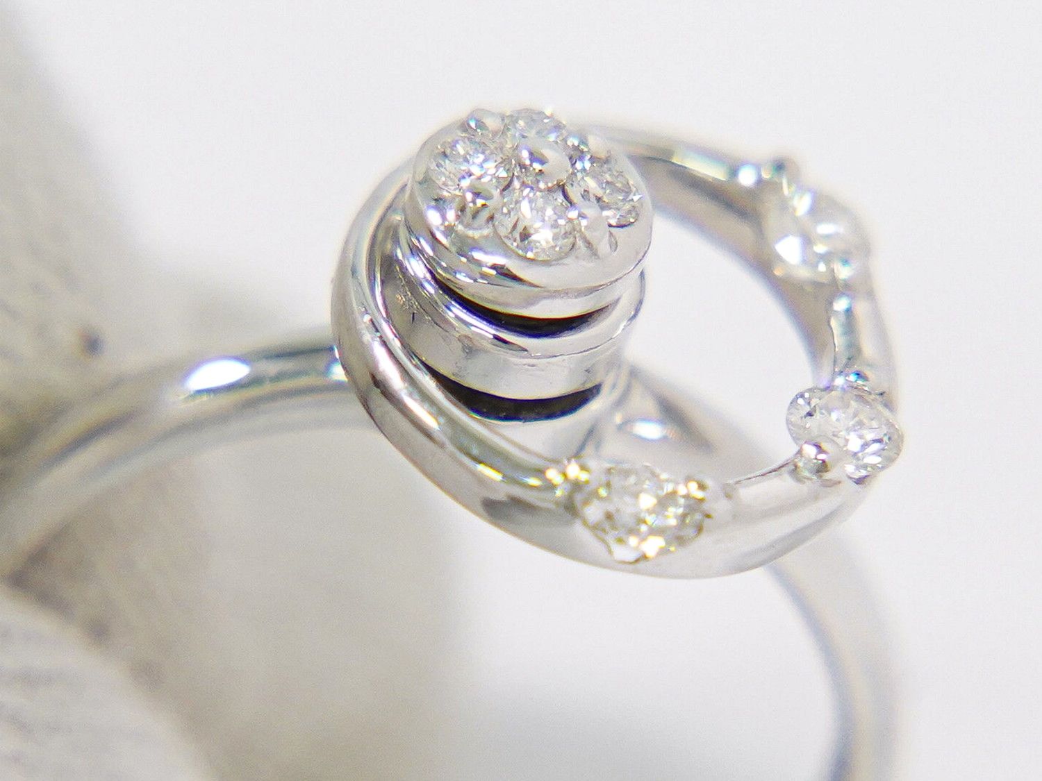 本物 ダイヤモンド 0.21ct K18 WG リング 指輪 13号 ホワイトゴールド アクセサリー ジュエリー 中古・