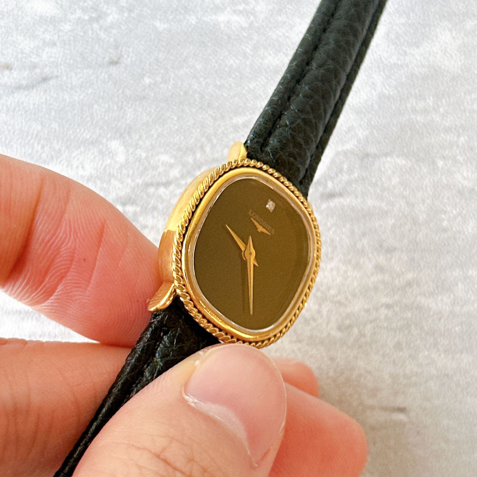 LONGINES ロンジン 手巻き レディース ブラック文字盤 ゴールドケース