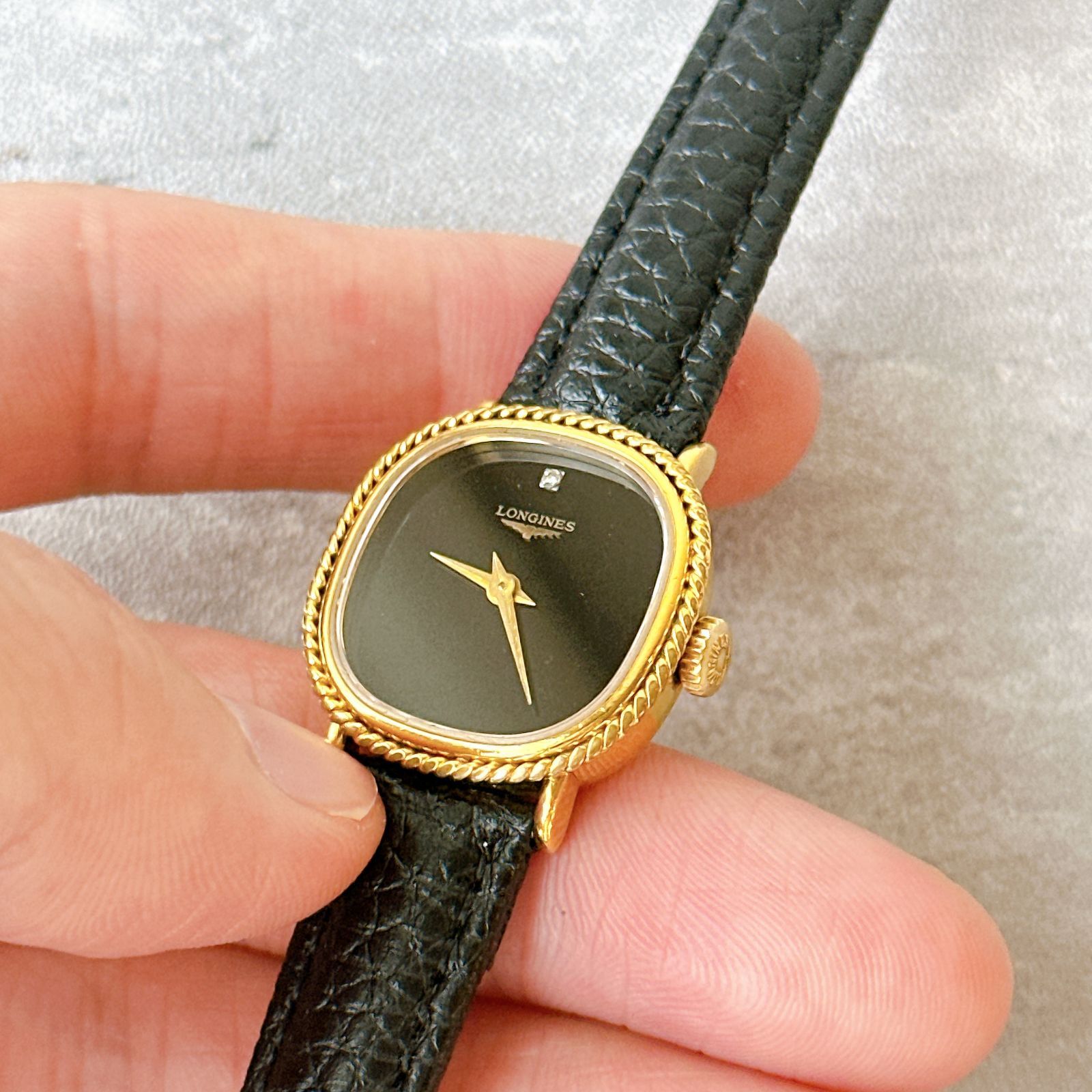 LONGINES ロンジン 手巻き レディース ブラック文字盤 ゴールドケース