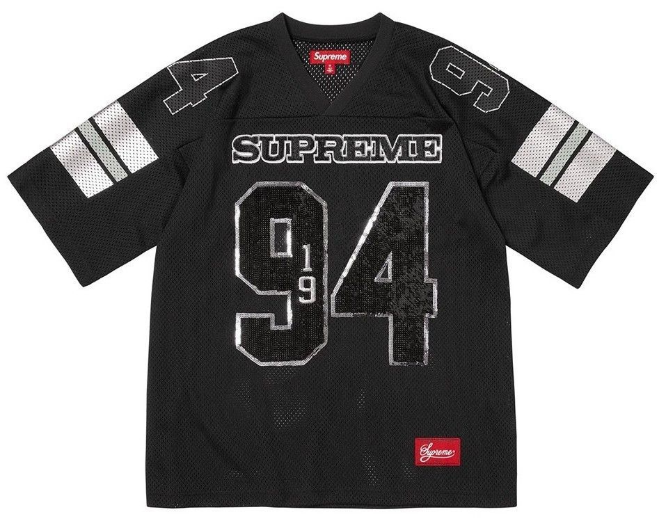 超メルカリ市期間限定！特別価格！シュプリーム　フットボールT Supreme｜シュプリーム Sequin Football Jersey スパンコール