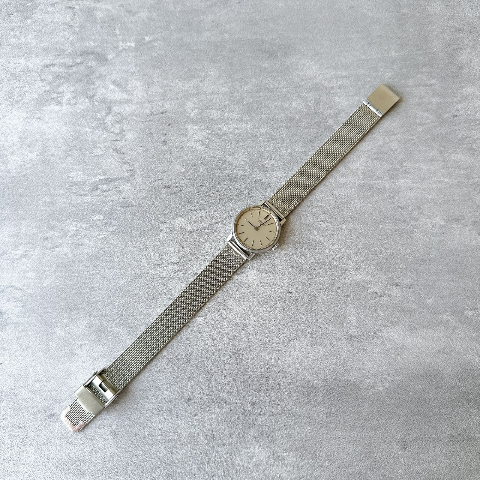 LONGINES ロンジン 手巻き レディース シルバー文字盤 純正メッシュ