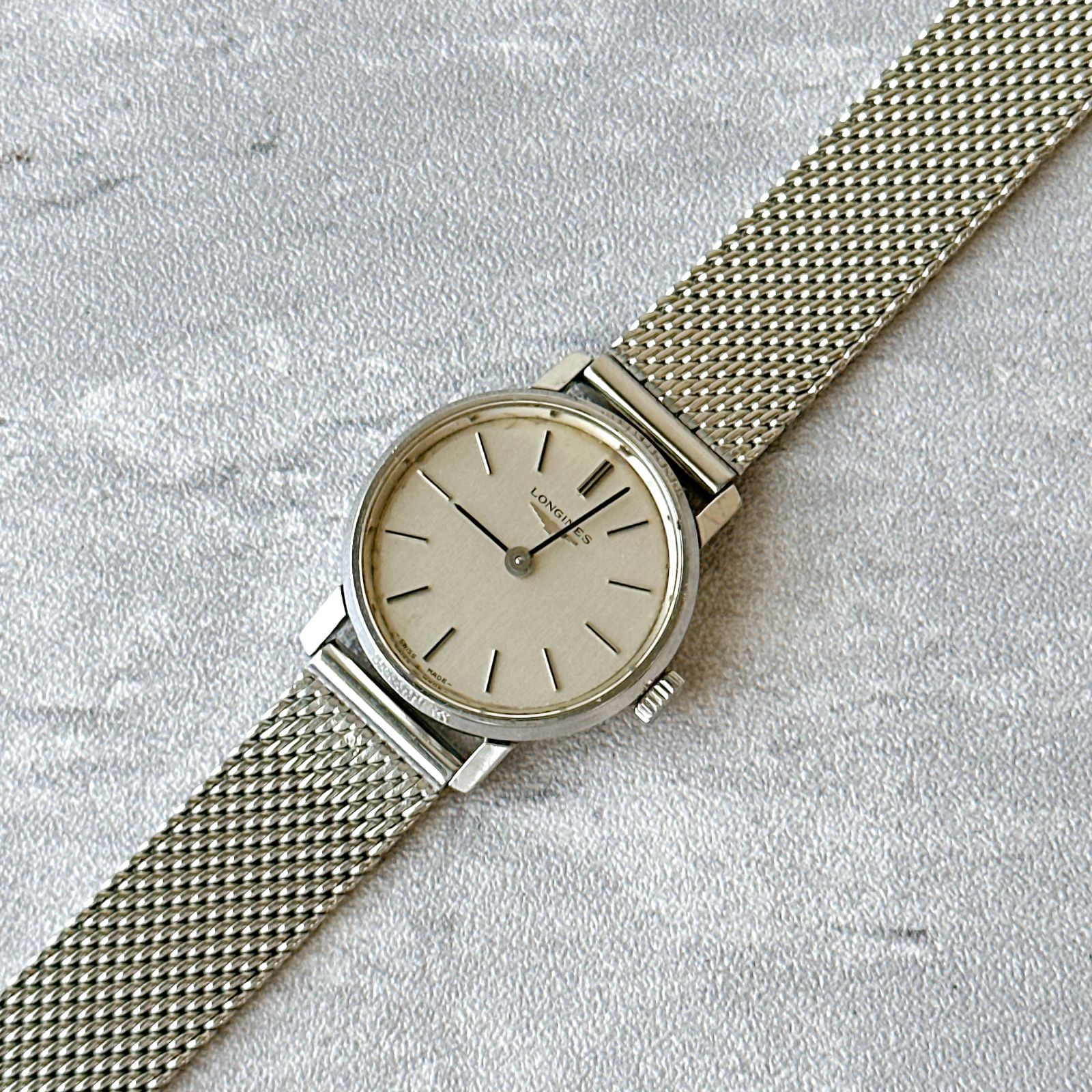 LONGINES ロンジン 手巻き レディース シルバー文字盤 純正メッシュ