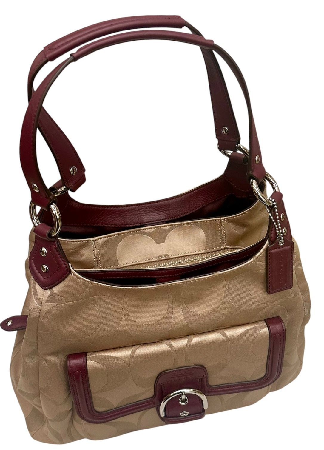 COACH 24742シグネチャー ブラック ベ ホーボー ハンドバッグ 大容量 亘】美品 COACH Signature Hobo Shoulder Bag F24742 COACH