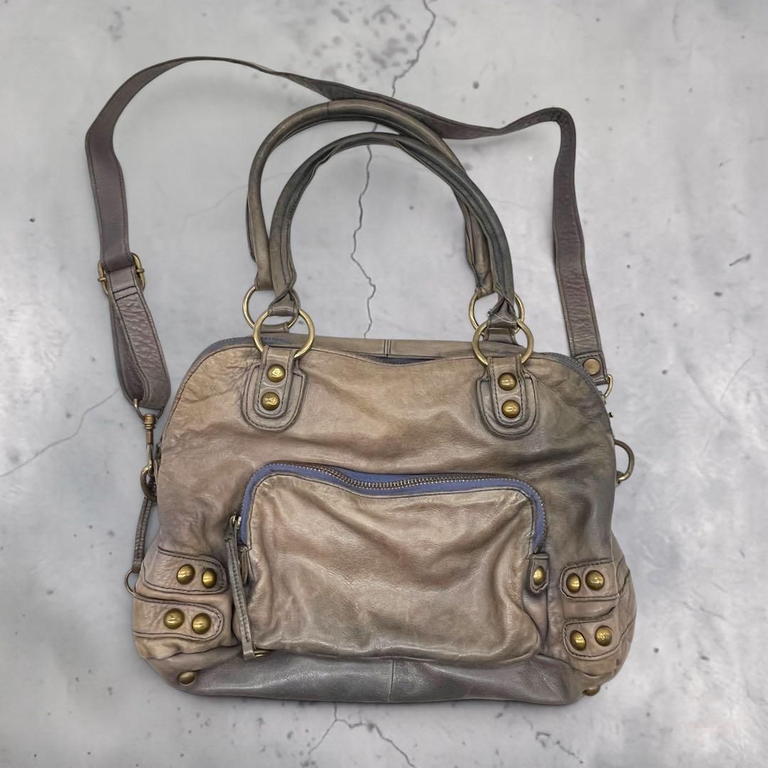 archive 00s Studded Leather Boston Bag