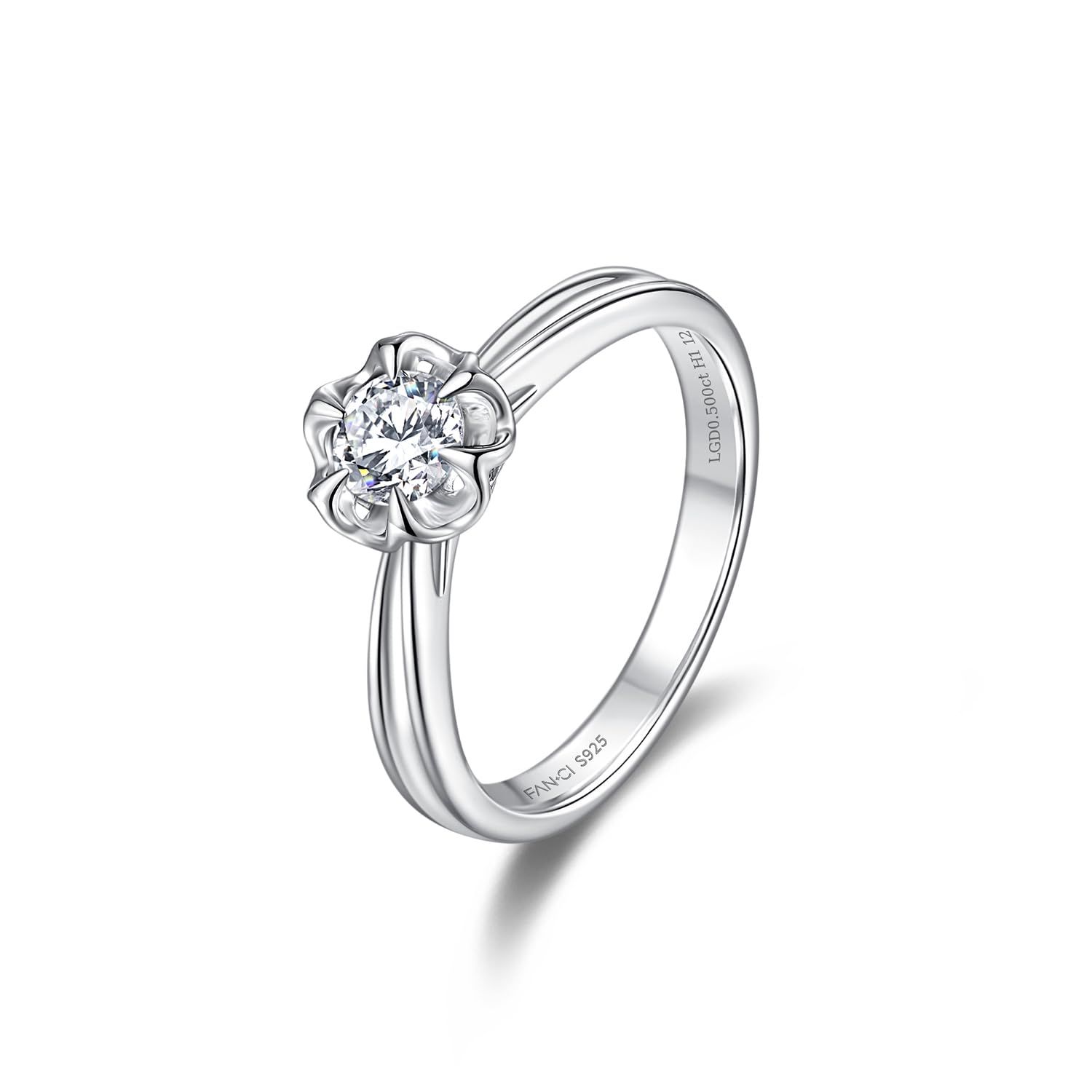 ダイヤモンド リング レディース 1粒 ラボダイヤ 0.5ct 5.2mm (DEF VS) シルバー925「願いの泉」 プロポーズ 指輪 ラボグロウン 純銀 結婚指輪 婚約