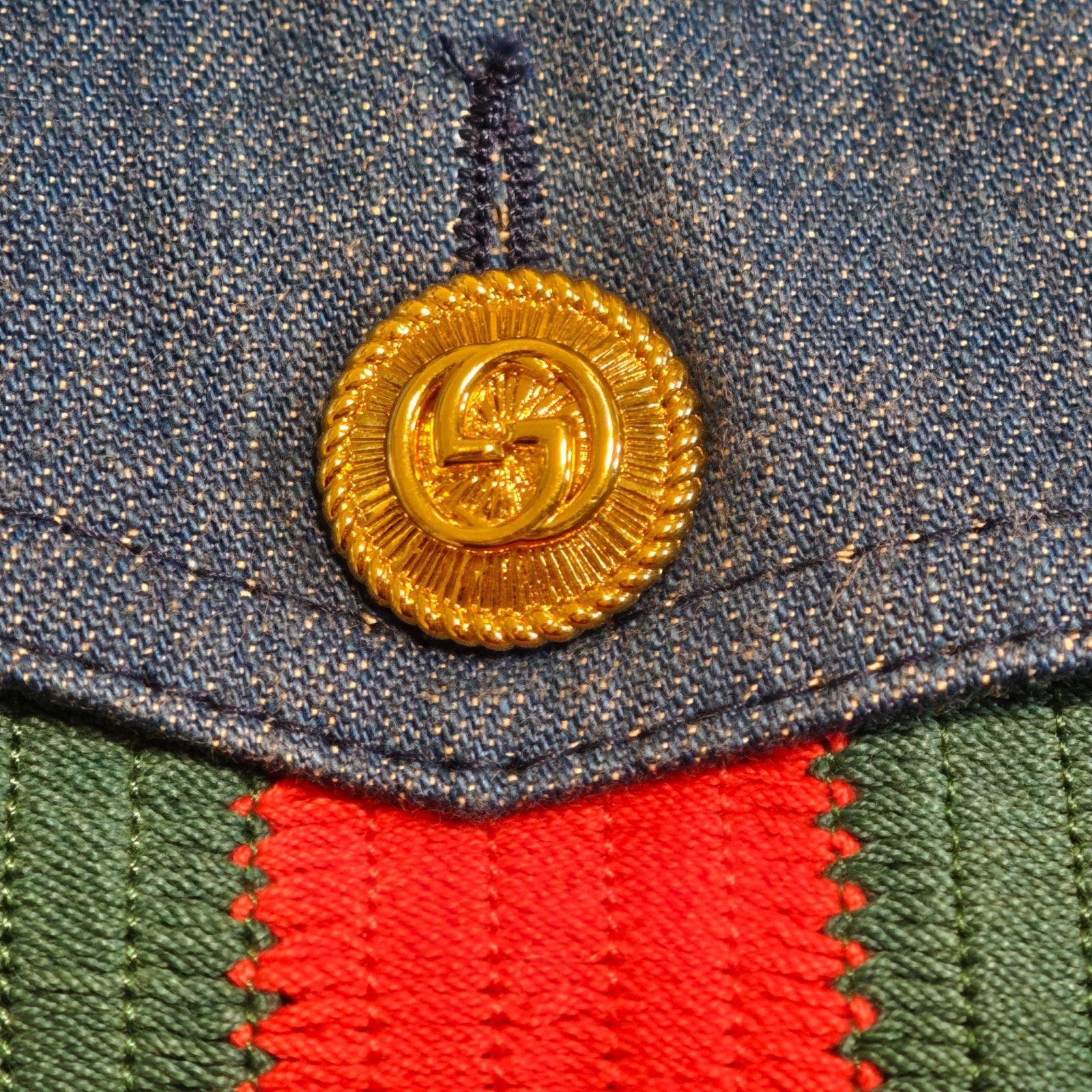 GUCCI グッチ デニムスカート ひざ丈 シェリーライン ウェブストライプ