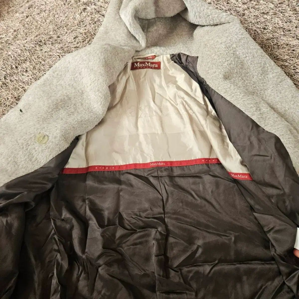 MAX MARA マックスマーラ グレー ダッフル パーカ WHO アルパカ ウール ブレンド コート 42size