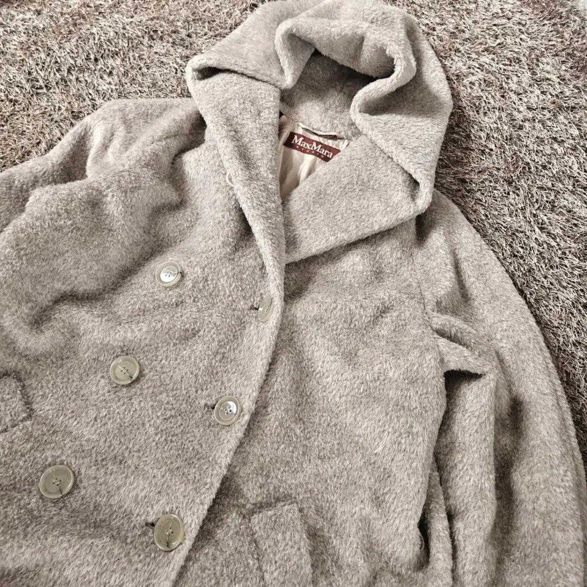 MAX MARA マックスマーラ グレー ダッフル パーカ WHO アルパカ ウール ブレンド コート 42size