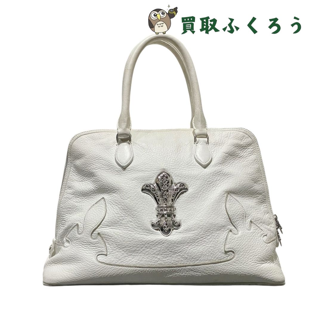 クロムハーツ Chrome Hearts　Slouchy Mo　スラウチー　フレア　バッグ　白　ホワイト　レザー　トートバッグ　ハンドバッグ