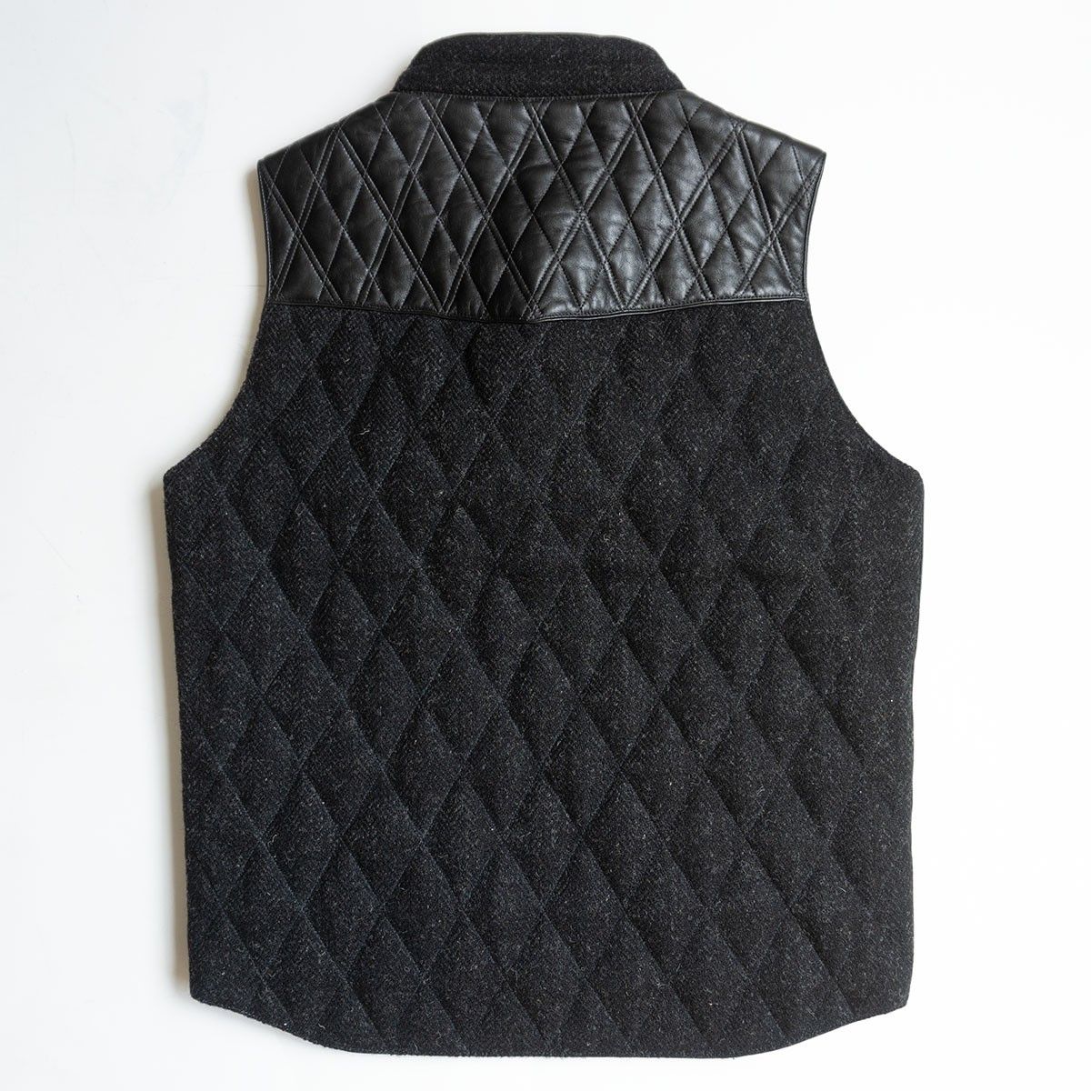 【美品】THE FLAT HEAD【 ×Harris Tweed レザー ウール 切替 ベスト】40 フラットヘッド ハリスツイード 26070341 美品】THE FLAT HEAD【 ×Harris Tweed レザー ウール 切替 ベスト】40