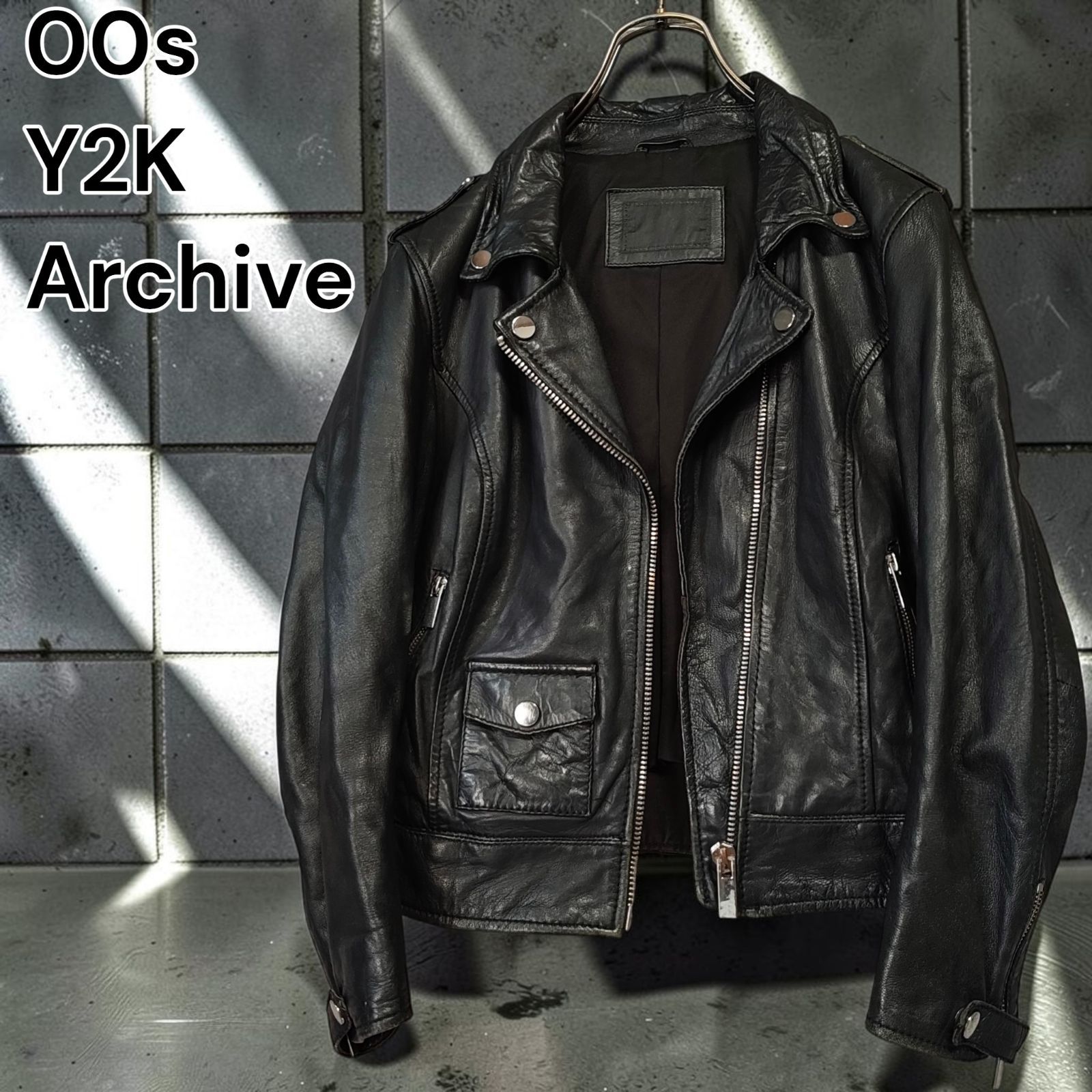 00s UNKNOWN Y2K Archive JACKET 本革 レザー ダブルライダース 
